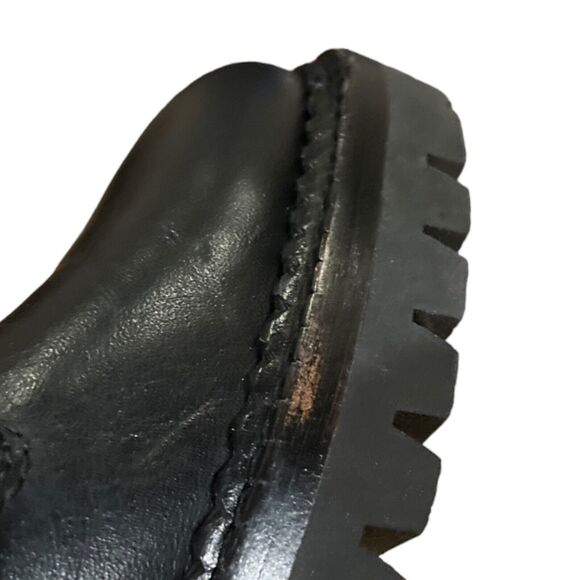 Vince Cabria Lug Combat Boots Leather Zip Lace Up Ankle Booties Black 8.5 NWOB - Picture 12 of 14